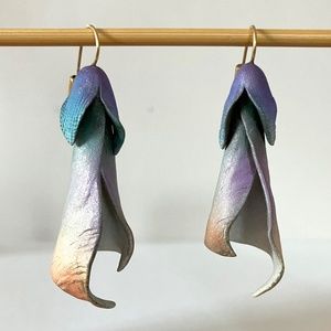 Ceramic Drop Earrings Foxglove Iridescent Finish Beautiful! New